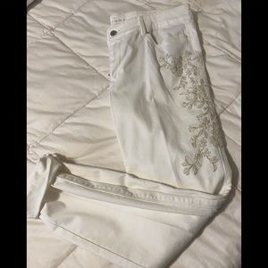 WHBM cream jeans with floral